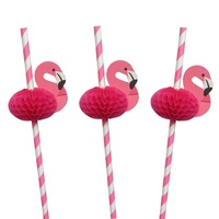 2020 en gros Nouveaux produits Flamingo En Nid D'abeille En Papier Rayé Pailles Écologiques Anniversaire ou décoration de fête de douche de Bébé