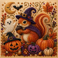 Lot de kits de peinture diamantée auto-adhésive DIY pour Halloween, motifs citrouille, fantôme, chat, corbeau, avec cadre en panneau de densité, pour chambre à coucher