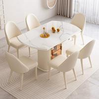 Ensemble de table et chaises de salle à manger rectangulaire extensible et pliable en marbre blanc de luxe pour la maison, le bureau, l'hôtel, la cuisine