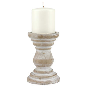 Wholesale Custom Handmade Rustic <b>White</b> Solid Wooden <b>Pillar</b> <b>Candle</b> Holder Bulk Product Customized - Product Image 2