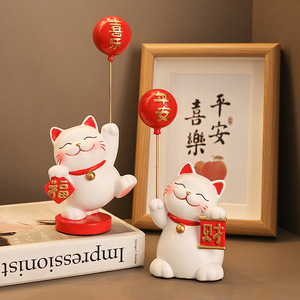 Juego de Figuras de Gato de la Suerte Hechas a Mano en Resina, Maneki Neko, Estatua de la Fortuna, la Riqueza y la Paz para el Año Nuevo Chino, Decoración para el Hogar y la Oficina, Regalo - Product Image 5