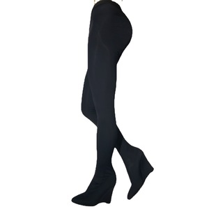 Conjunto de ropa de manopla negra Sexy para mujer, <span class=keywords><strong>botas</strong></span> de tacón de cuña hasta la rodilla elásticas <span class=keywords><strong>con</strong></span> forro de malla, pantalones Legging de estilo occidental - Product Image 1