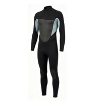 Wetsuit Pria 3mm Neoprene Bernapas, Full Zip dengan Logo Depan dan Pelindung Lutut, Desain Blok Warna (Grosir)