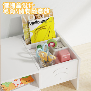 Computer <b>Riser</b> Desk Monitor Stand 2-Tier Storage Drawer Office Organizer White Rectangle Standing Type - Product Image 3