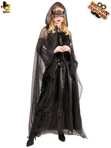 Costume de scène pour femmes adultes sexy, robe longue noire pour Halloween, costumes de films et de séries télévisées, pour performance, <span class=keywords><strong>mascarade</strong></span>, scène, fête, cape, anime - Product Image 2