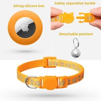 Collier pour chat et chien en nylon rembourré réfléchissant, rubans, motif uni, fermeture à bouton, étanche, porte-étiquette Air Tag compatible avec les étiquettes Air Tag d'Apple