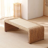 Table basse japonaise en rotin tissé, style Zen, bureau au sol Tatami, petite table à café minimaliste, meubles multifonctionnels pour la maison