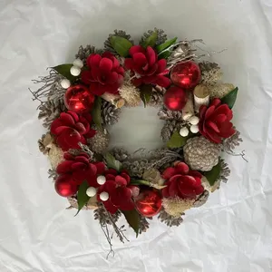 Decoración rojo naranja verde púrpura negro blanco rosa seco eucalipto algodón cola de conejo pampas hierba CORONA DE Navidad