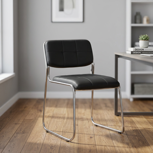 Chaise de bureau moderne pour réunions, dossier moyen, sans roulettes, en fer - Product Image 4