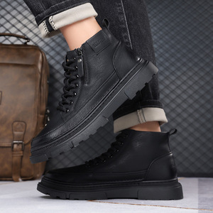 YOUTEN Men's Ankle Chukka <b>Boots</b> Toe Plush Lining Rubber Sole Solid Pattern Shoe Tongue Logo Warm Winter Casual Leather <b>Boots</b> - Product Image 4