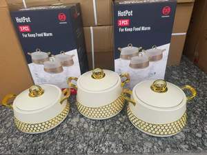 Juego de 3 Recipientes Térmicos de Alta Gama para Alimentos, 2L, 2.5L, 3L, Acero Inoxidable, Decoración de Panal de Abeja, Olla Caliente de Lujo para Mesa, Venta al por Mayor - Product Image 3