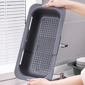 Ausziehbarer Abtropfkorb aus Silikon und PP für die Spüle, zum Waschen von Gemüse und Obst, Abtropfen von gekochter <span class=keywords><strong>Pasta</strong></span> und Trocknen von Geschirr - Product Image 2