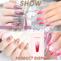 Kit Professionnel de Gel Poly Pour Extension d'Ongles FEO Marque Privée 6 Couleurs Gel Poly Acrylique Pailleté Avec Lampe