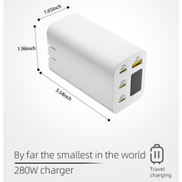 Adaptateur de Voyage Universel Portable 140W en Matériau GaN avec 3 Ports USB-C et 1 Port USB-A pour Téléphone Portable, Ordinateur Portable, Appareil Photo, Charge Rapide PPS et Écouteurs