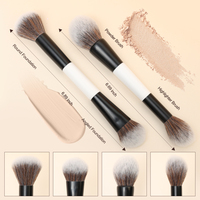 Ensemble de pinceaux de maquillage professionnels de luxe de haute qualité, personnalisés, véganes, de voyage, à double extrémité, en bois de qualité supérieure, 12 pièces, blancs, marque privée