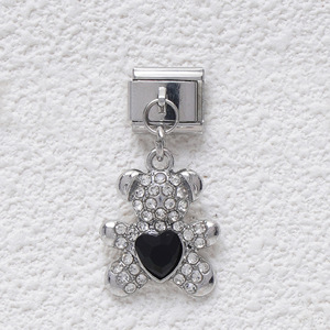Zircon Bear Charm Pendant With Heart Crystal Micro Pave DIY Jewelry Accessories Unisex Everyday Wear - Product Image 3