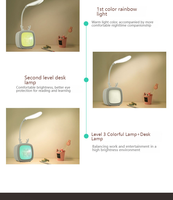Lampe de bureau LED USB rechargeable à lumière blanche chaude pour la protection des yeux des étudiants, avec contrôle tactile, intensité réglable, design portable de dessin animé, pour chambre d'enfant