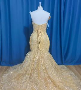 2025ชุดแต่งงานทรงนางเงือกลูกไม้สีทองประดับเลื่อมและไข่<span class=keywords><strong>มุก</strong></span>อาหรับชุดเจ้าสาวแบบหรูหราออกแบบได้ตามต้อง<span class=keywords><strong>กา</strong></span>ร - Product Image 4