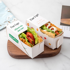 Caja para Hamburguesas con Logotipo Personalizado, <span class=keywords><strong>Cajas</strong></span> Plegables Biodegradables Únicas para Sándwiches y Pasteles, Hechas de Cartón Color Marfil - Product Image 1