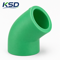 Codo de Polipropileno Termofusible (PPR) para Suministro de Agua, con Certificación ISO CE, PN20 PN25, 90 y 45 Grados, Diseño de Espesor de Pared
