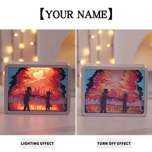 Pareja romántica marco <span class=keywords><strong>de</strong></span> fotos lámpara personalizada colorido 3D papel tallado noche luz cuadrada mesita <span class=keywords><strong>de</strong></span> noche luz suave lámpara <span class=keywords><strong>de</strong></span> <span class=keywords><strong>mesa</strong></span> batería - Product Image 3