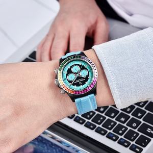 Montre à quartz pour homme PAGANI DESIGN 1732, bracelet en nylon, étanche 10 ATM, multifonctionnelle, mécanique, décorée de diamants arc-en-ciel - Product Image 6