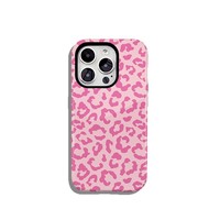 Coques de téléphone portable 2-en-1 anti-chute à aspiration magnétique en TPU+PC avec transfert thermique imprimé léopard rose pour 17 Pro Max