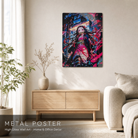 Décoration murale pour la maison, impression sur toile en aluminium brillant A4 ou 12x18, impression personnalisée d'art mural Marvel Anime Nezuko, affiche en métal