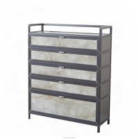 Armoire à chaussures en aluminium à 5 niveaux rabattable et extractible, gain de place, salon et entrée de villa, organisateur de chaussures