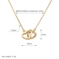 Collier pendentif cœur entrelacé en zircon cubique romantique, laiton plaqué or 18 carats, bijoux pour femme, cadeau d'anniversaire, cadeau d'amour