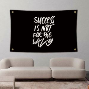 3X5FT 90x150 ซม. โพลีเอสเตอร์ 100D พิมพ์ลายดิจิตอล "ความสำเร็จไม่ใช่สำหรับคนขี้เกียจ" - Product Image 4