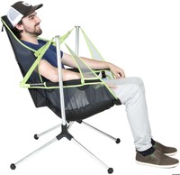 Dossier Réglable Respirant Mesh Supports 300lbs avec Bandes Fluorescentes Vertes Chaise Hamac Pliante pour la Randonnée