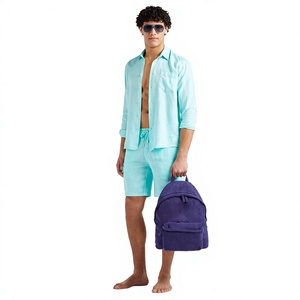 Shorts cargo pour homme, couleur menthe unie, taille mi-haute, cordon de serrage, bande élastique, tissu Oxford en coton respirant, shorts décontractés - Product Image 4