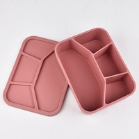 Boîte à lunch carrée en silicone de qualité alimentaire sans BPA, 40 oz, étanche, 4 compartiments, réutilisable, vente en gros