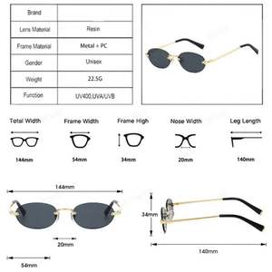 Lunettes de soleil punk vintage sans monture en alliage avec logo personnalisé 2025, verres UV400 argentés, lunettes de soleil ovales en métal pour hommes et femmes - Product Image 6