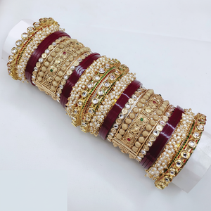 Elegant Designer Kundan Stone & Pearl Acrylic Bangles Premium Fine Jewelry Bridal Collection - Product Image 2