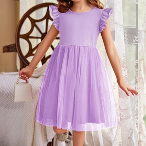 Le ragazze vestono in poliestere Boho Party viola con maniche a trapezio abiti estivi larghi per 2-6 anni abiti Tutu per bambini - Product Image 2