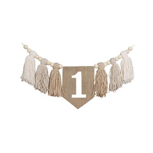 Guirnalda de Cumpleaños Estilo Boho con Cuentas de Madera y Borlas para el Primer Cumpleaños del Bebé, Decoración para Silla Alta - Product Image 3