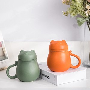 แก้วเซรามิคลายแมวพร้อมที่กรองชา แก้วน้ำชาเซรามิกพร้อมตัวกรองน้ำ - Product Image 2