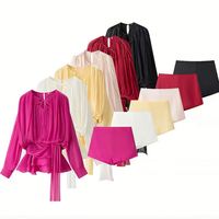 IStapromo Gifts Ensemble 2 pièces pour femme, best-seller, comprenant une robe à manches longues à taille ajustée et ourlet asymétrique et un short