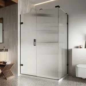 Liberty Fluted Glass Hinged Shower Room Adjustable Hinges for Inward or Outward Opening Door Silicone-Free Wall Fixing