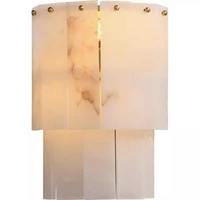 Applique murale LED minimaliste en laiton et marbre alabastro, éclairage encastré de luxe en pierre naturelle blanc chaud à intensité variable pour chambre à coucher