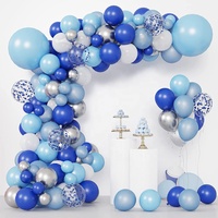 Kit de guirlandes de ballons bleu roi, bleu ciel, blanc et argent pour décoration de fête d'anniversaire ou de baby shower