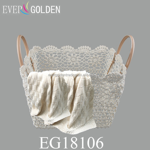 Cestino per piante in corda di cotone moderno cesto per asciugamani in tessuto interno per fioriera contenitore per la biancheria con manici intrecciati a mano 35x28x20cm - Product Image 4