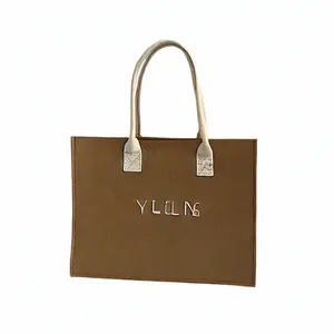2024 оптовая продажа войлочная женская наплечная сумка с логотипом на заказ войлочная сумка для покупок с короткой ручкой войлочная сумка для покупок