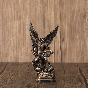 13CM San Miguel Arcangel Statue St <strong>Michael</strong> Statue in Bronzed Resin <strong>Craft</strong> - Product Image 1