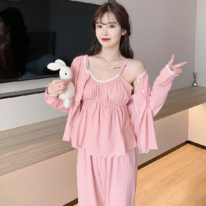 P060热卖吊带长袖女童睡衣3件休闲装套装韩国睡衣 - Product Image 3