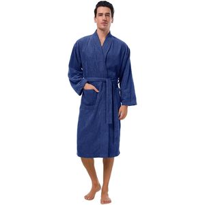 Bata de Algodón Terry para Hombre, Largo hasta la Pantorrilla, con Bolsillos, Suave, para Spa, Hotel o Baño - Product Image 1