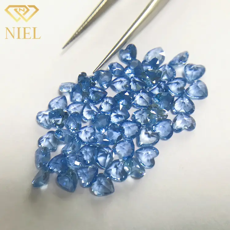 119 # Harga Pabrik Harga Rendah Kualitas Tinggi 4X4Mm Bentuk Hati Batu Permata Sintetis Biru Spinel untuk Perhiasan