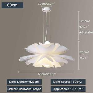 Lampadario Nordico Minimalista Bianco a Doppio Petalo, <span class=keywords><strong>Design</strong></span> Creativo in Acrilico per Soggiorno, Mansarda, Ingresso - Product Image 6